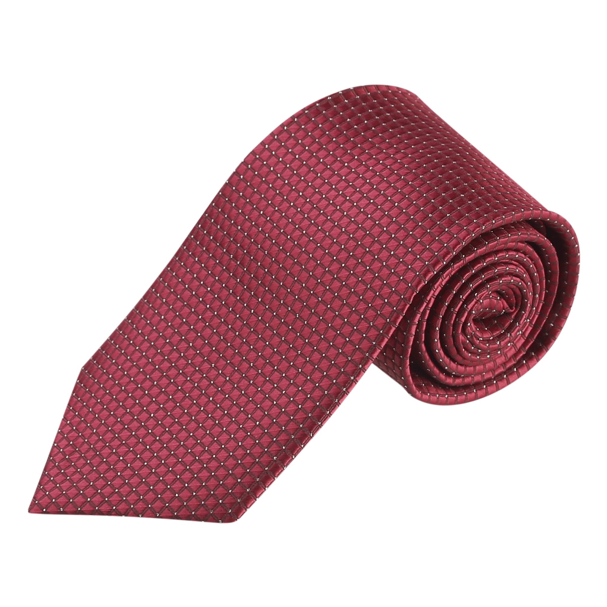[Allegra K] Check Tie, Regular Tie, Formal, Casual, Business, Wedding, Men s, Wine Red, 8 cm