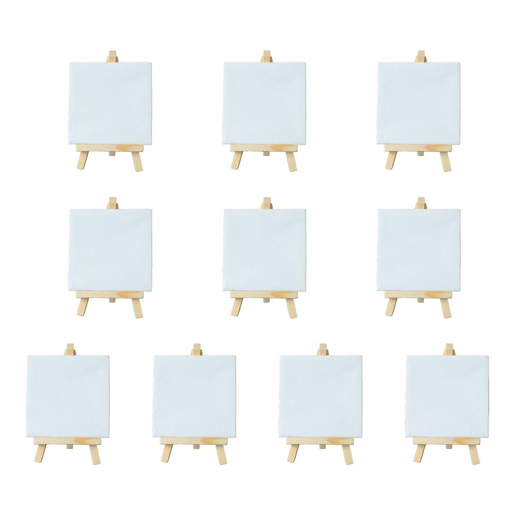 10Pcs Mini Easel Stand 5.9in High 3.1in Wide Adjustable Slope Mini Wood Display Easel with Frame for Oil Painting DIY