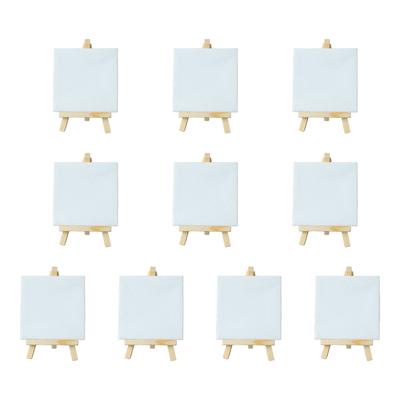 10Pcs Mini Easel Stand 5.9in High 3.1in Wide Adjustable Slope Mini Wood Display Easel with Frame for Oil Painting DIY