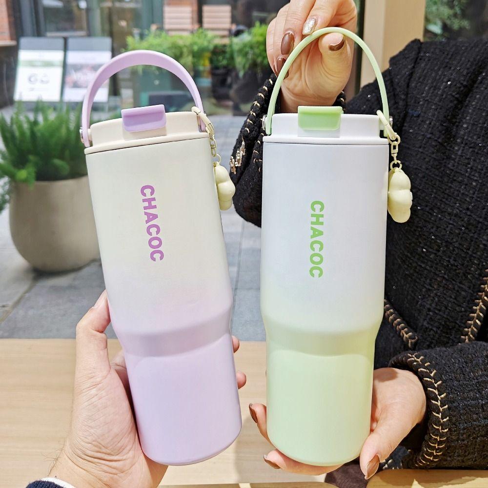 Drinkware Gradual Change Vacuum Thermos Cup Stainless Steel Fashion Insulation Cup Large Capacity Water Bottle Student