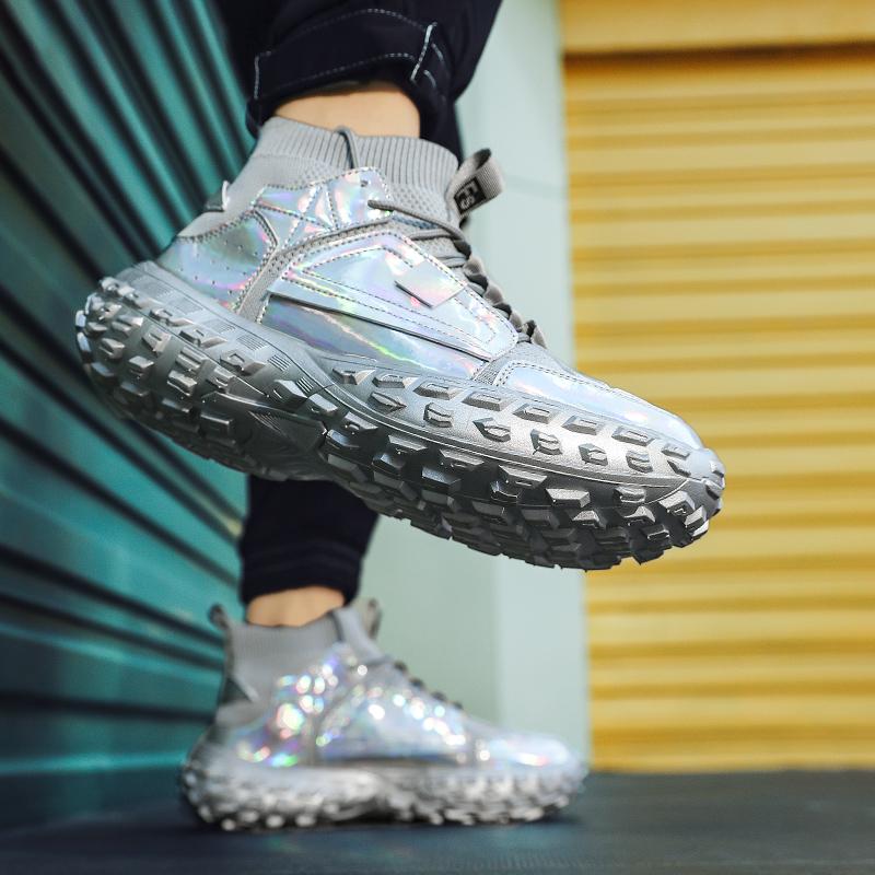 European station fashion shoes men's thick soles increase ins daddy shoes men's tire sole socks mouth casual sports shoes