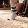 Thickened Thermal Floor Socks Coral Fleece for Men, Striped Mid-calf Socks, Soft Cold Weather Comfort Fuzzy Crew Winter, Warm Home Breathable Velvet