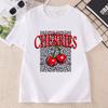 Unisexs Cherries Print Short Sleeve Tshirt Leopard Printing Tshirt Casual Round Neck Tees Ladies Clothes for Daily Wear