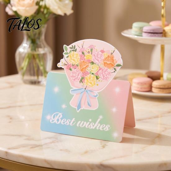 Decorative Floral Greeting Cards 10Pcs 3D Flower Thank You Card, Bouquet Best Wishes Note Appreciation Gifts for Anniversary, Mother's Day, Teachers'