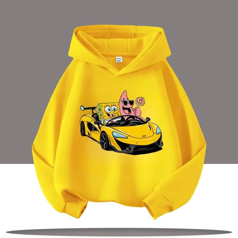 Podzim Zima Spongebob v kalhotách Tištěné Mikiny Ležérní Teplé Sportovní Dlouhý Rukáv Dětské Chlapecké a Dívčí Dětské Unisex Mikiny s Kapucí