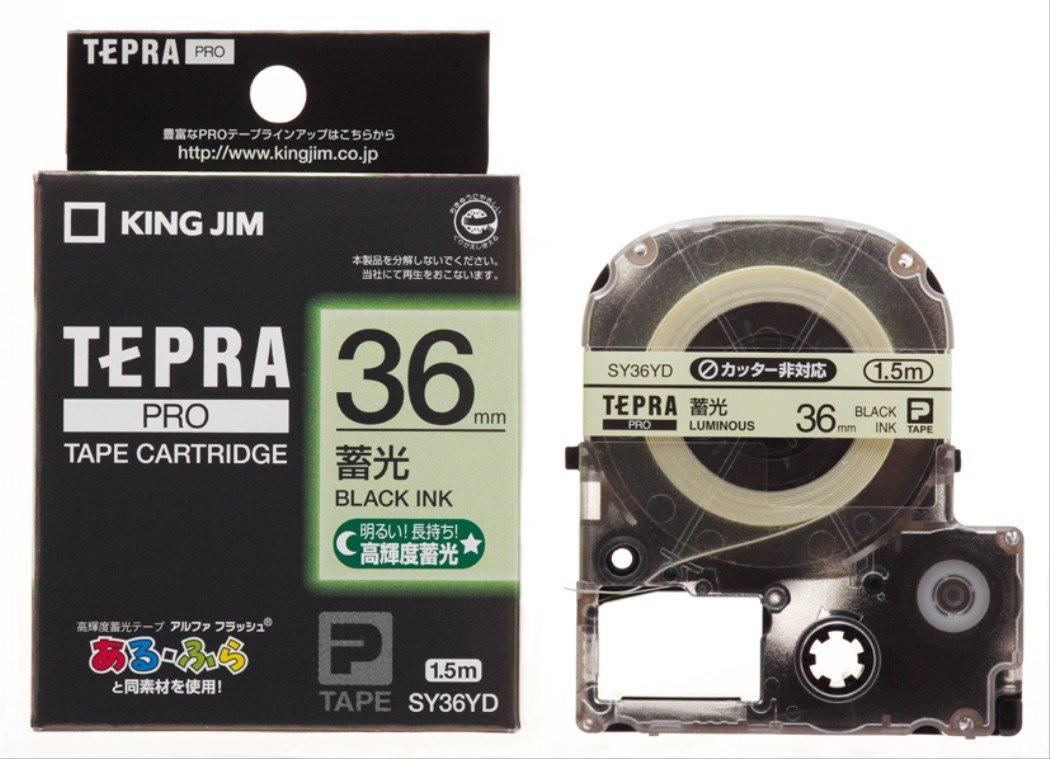 

King Jim Tape Cartridge Tepra PRO SY36YD Luminous Label 36mm Black
