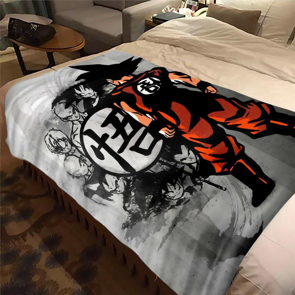 1 Stück Son Goku Druck Flanelldecke, Hohe Qualität für alle Jahreszeiten, Heimdekoration, Wärme und Komfort, Perfekt für Weihnachtsgeschenke