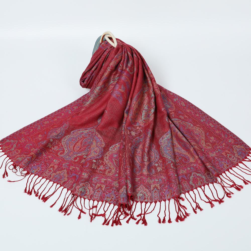 Jacquard cashew fringed shawl new autumn and winter women's headscarf floral extended scarf