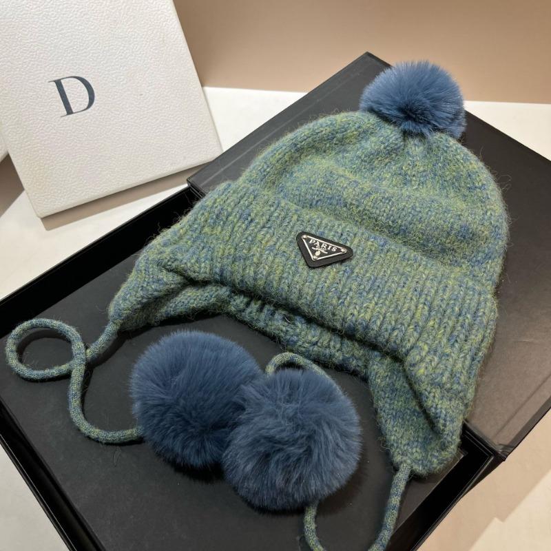 Zimní nový vlněný klobouk, dámská korejská verze sladkého klobouku s bambulí zakrývajícího uši, venkovní teplá pletená čepice ze směsi vlny