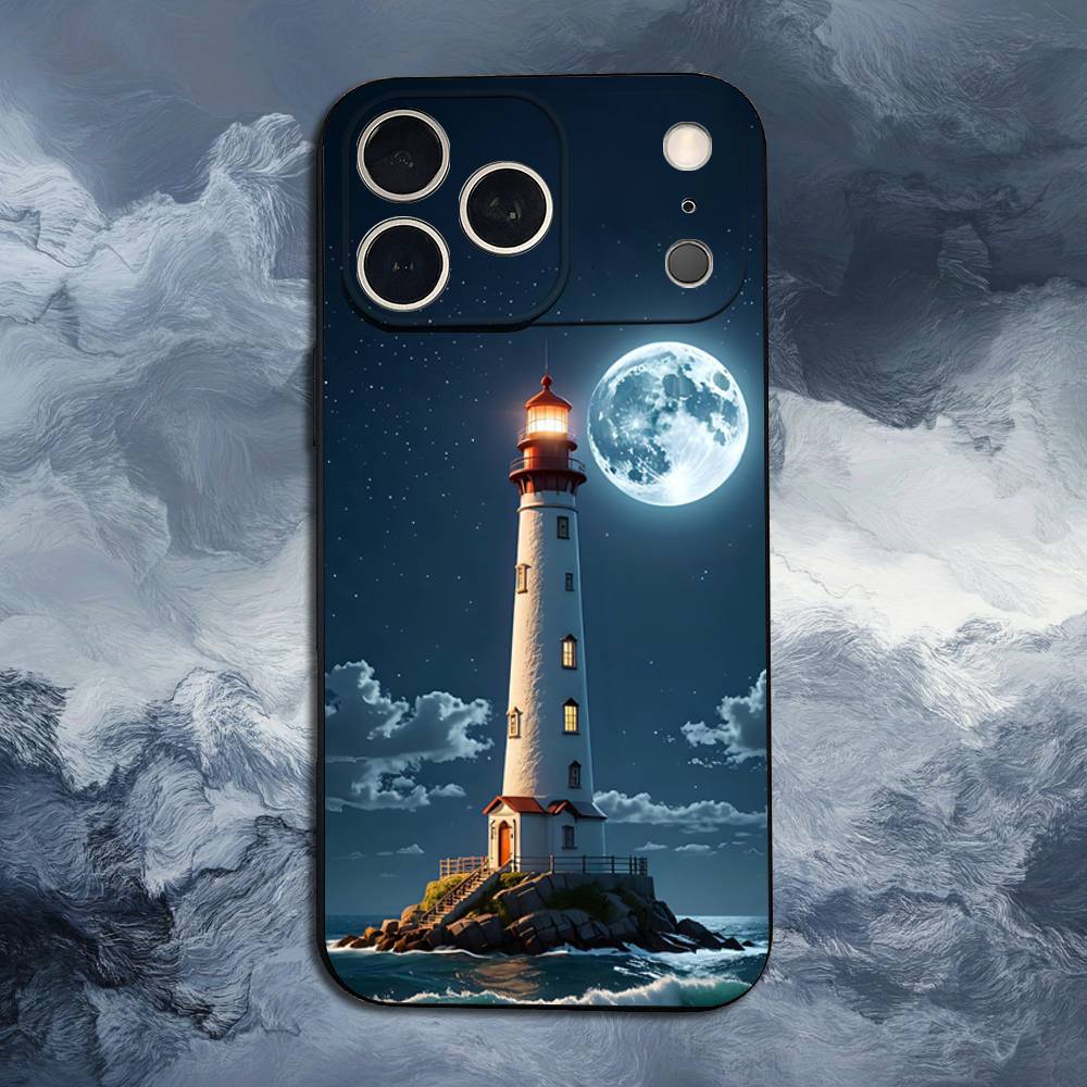 

Anime Lighthouse Case For iPhone 15,17,16,12,14,13,11,Plus,Pro Max,XS,X,Mini,8,7,XR,SE,Soft Silicone Black iPhone12mini