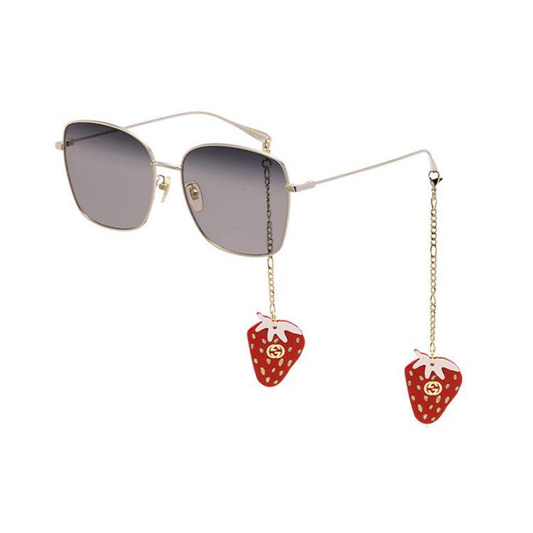 Gucci Square Sunglasses Gold/Pink Women Eyewear GG1030SK-005