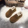 2026 Autumn and Winter Thick Soled Fur Shoes Warm Bean Cotton Shoes with Velvet on One Step Round Toe Anti Slip Women's Shoes