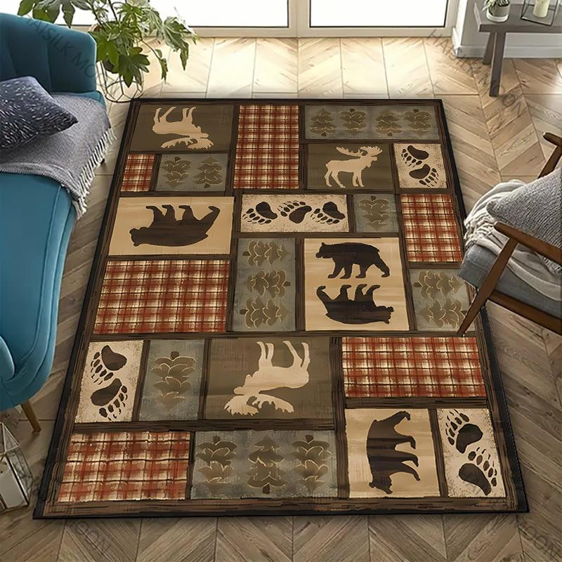American Country Vintage Style Art Carpet Living Room Bedroom Sofa Large Area Decorative Mat Kids Play Soft Non-slip Rugs Gift