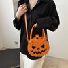 PU Pumpkin Shape Bag Skull Ghost Handbag Simple Halloween Shoulder Bag  Storage