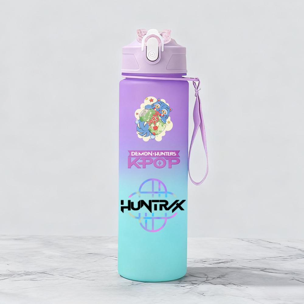 Kpop Demon Hunters Team Creative Gradient Water Bottle Unisex Sports Style Reusable Jug designed for Outdoor Cycling Travel Fitness