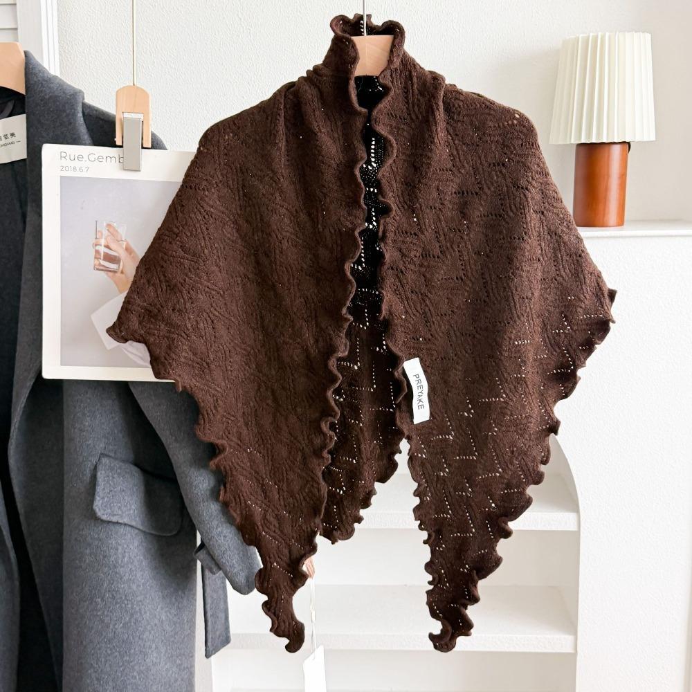 Solid Color Women Scarf Wool Blend Wool Bandana Fashion Triangle Scarf Autumn Winter