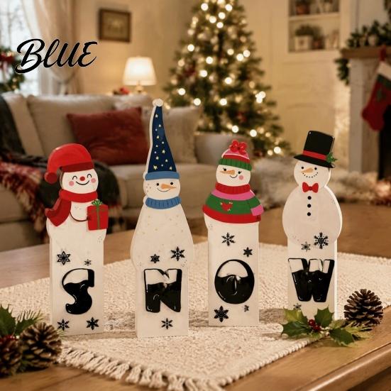 Indoor Christmas Table Decor Wooden Tiered Tray Decor Santa Reindeer Snowman Figurines Keepsake Gifts for Holiday Tabletop Decorations And