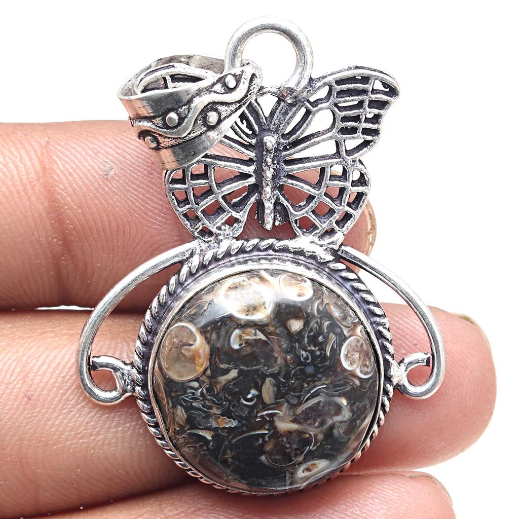 Pendant Turtella Jasper Gemstone Handmade Gift For Her Silver Jewelry 2"