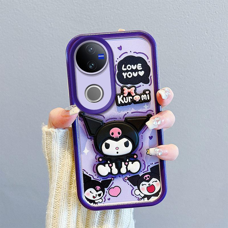 KEYSION Shockproof Case for VIVO V50 5G with Lanyard Soft Silicone Cute 3D Cartoon Doll Phone Back Cover for VIVO V50
