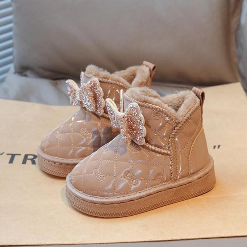 Girls' Warm Princess Snow Boots Winter Fleece-lined and Thickened Cotton Shoes Children's Non-slip Thick-soled Short Boots