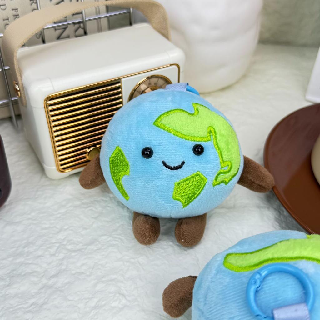 24pcs/lot 10cm Cute Realistic Earth Plush Toy pendant Cartoon Small Earth Bag Keychain Accessory