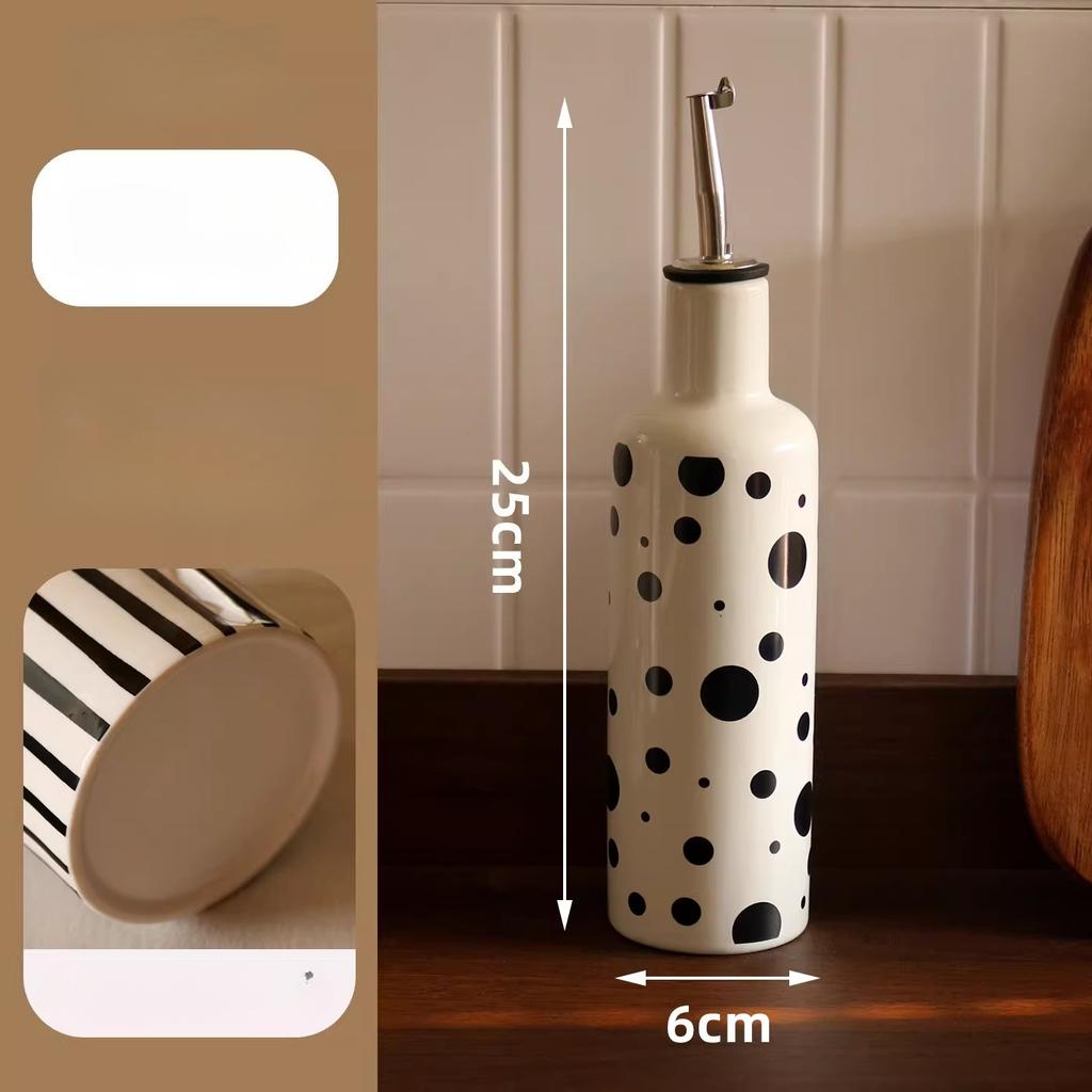 Ceramic Oil Dispenser Oil Automatic Open Close Bottle with No-Drip Spout for Cooking Oil Vinegar Storage Idear Gift