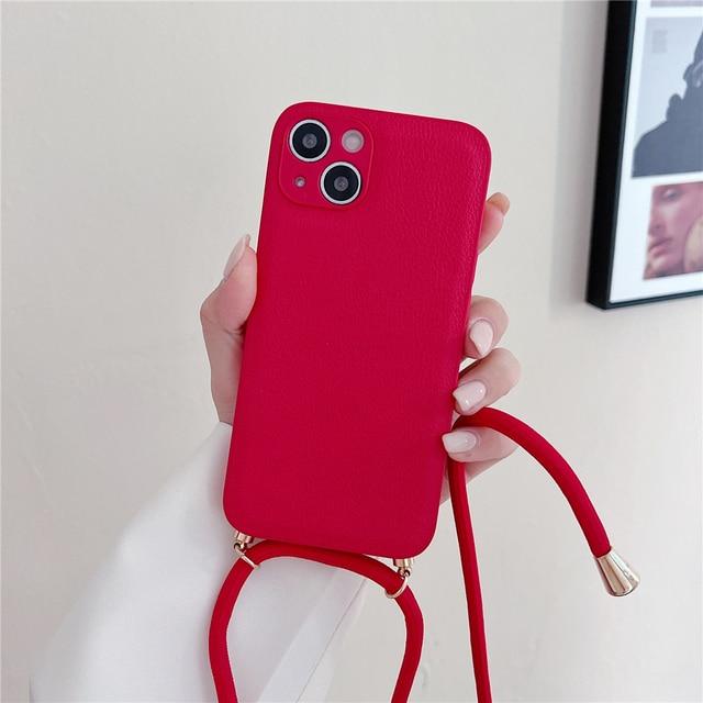 Buy Luxury Leather Crossbody Lanyard Cord Necklace Phone Case For iPhone 14 11 12 13 Pro Max