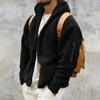 Men Fall Winter Coat Thick Plush Hooded Long Sleeve Zipper Closure Loose Cardigan