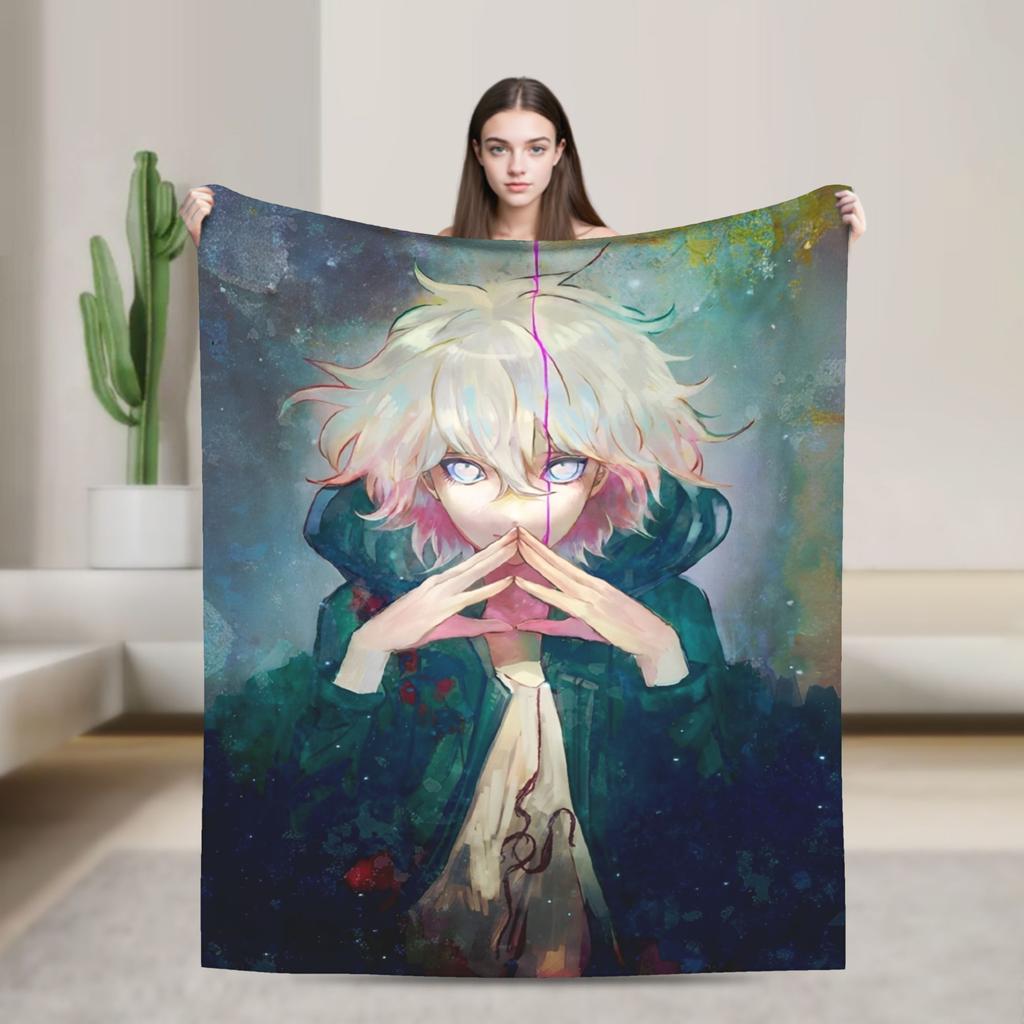 Danganronpa Nagito Komaeda Flannel Blankets Game Anime Novelty Throw Blanket for Home 125*100cm Warm