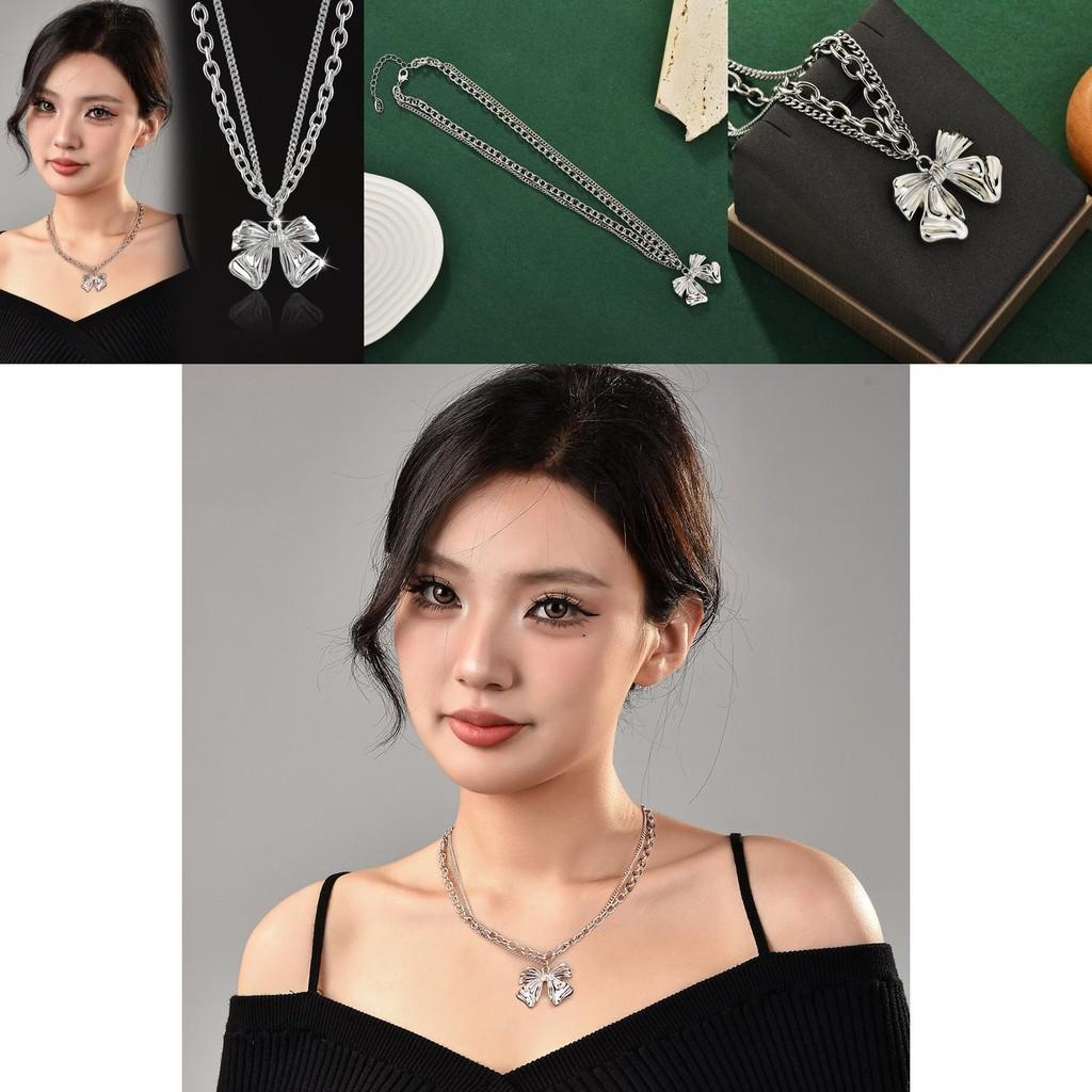 Elegant And Trendy Butterfly Bow Necklace In Mixed Materials For Sophisticated Fashion