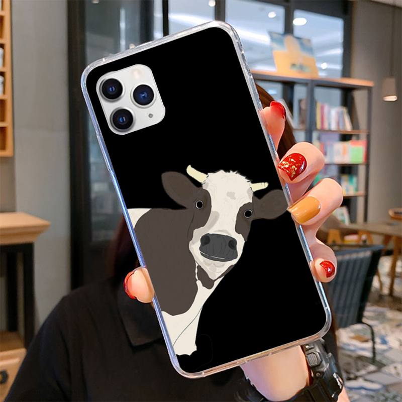 Animal Cute Cow Phone Case for iPhone 11 12 13 Mini Pro Max 8 7 6 6S Plus X 5 SE 2020 XR XS Case shell
