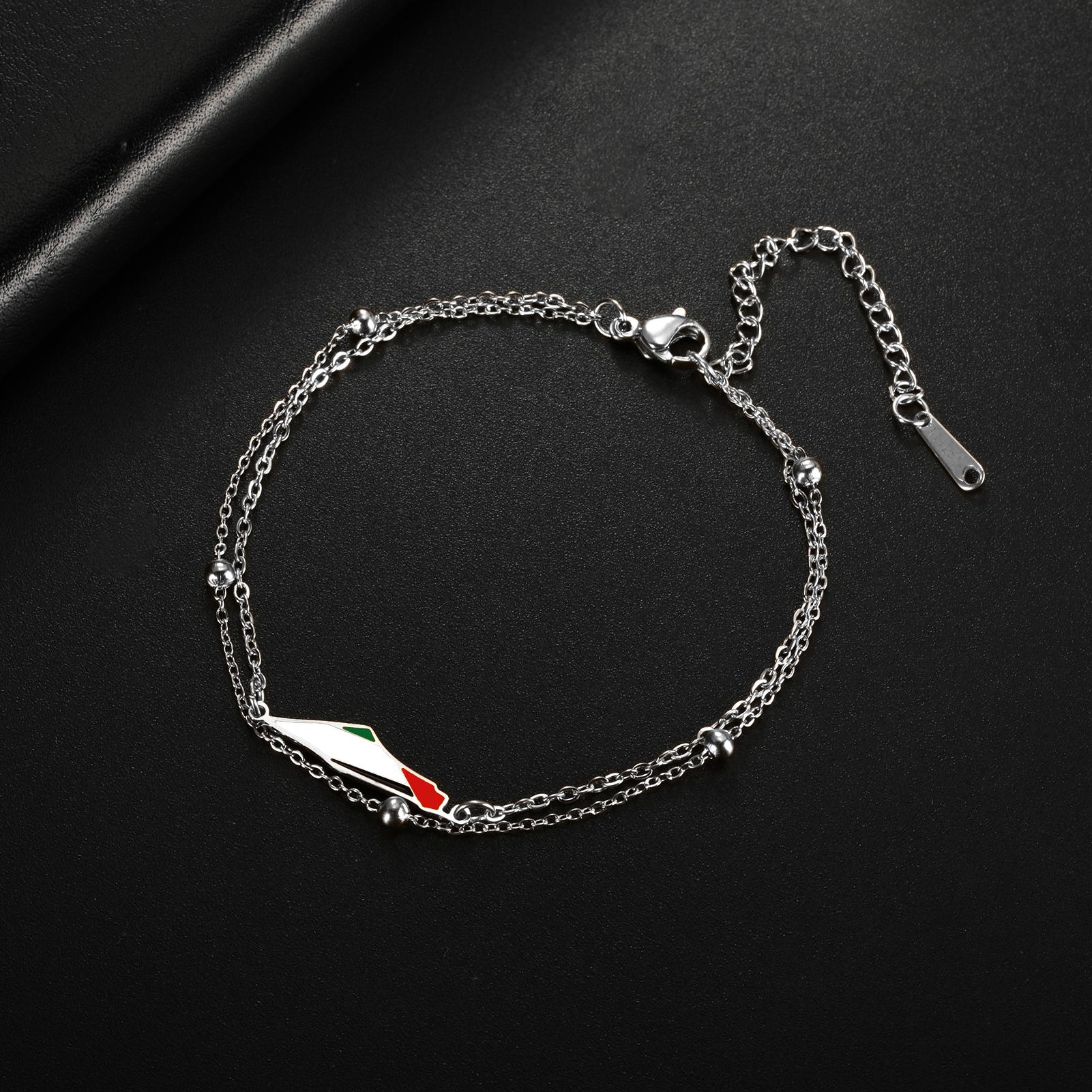 

COOLTIME Palestine Map Charm Women Bracelets Stainless Steel Adjustable Double Layer Men Geography Bracelet jewelry