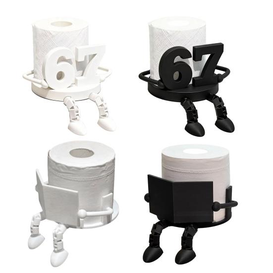 Reading Buddy Toilet Paper Holder 3D Printed Freestanding Toilet Roll Holder Funny Buddy Bathroom Roll Dispenser with Movable Legs for Home Office