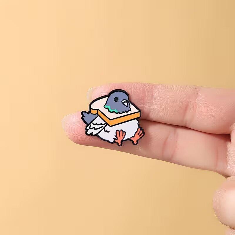 Bread Pigeon Enamel Pin Fashion Animal Decorative Brooches Lapel Bag Badges Jewelry Gifts