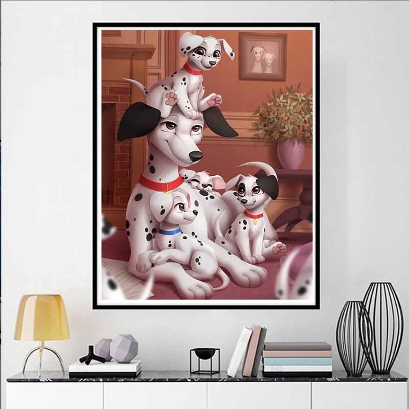 Disney Diamond Painting Loyal Dog Heartwarming Family Illustration Wall Decoration Embroidery Full Diamond Cross stitch, DIY Gift Home Decoration.