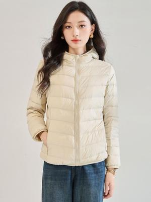 Winter 2025 Hooded Striped Lightweight Down Jacket - Warm Fashionable Outerwear