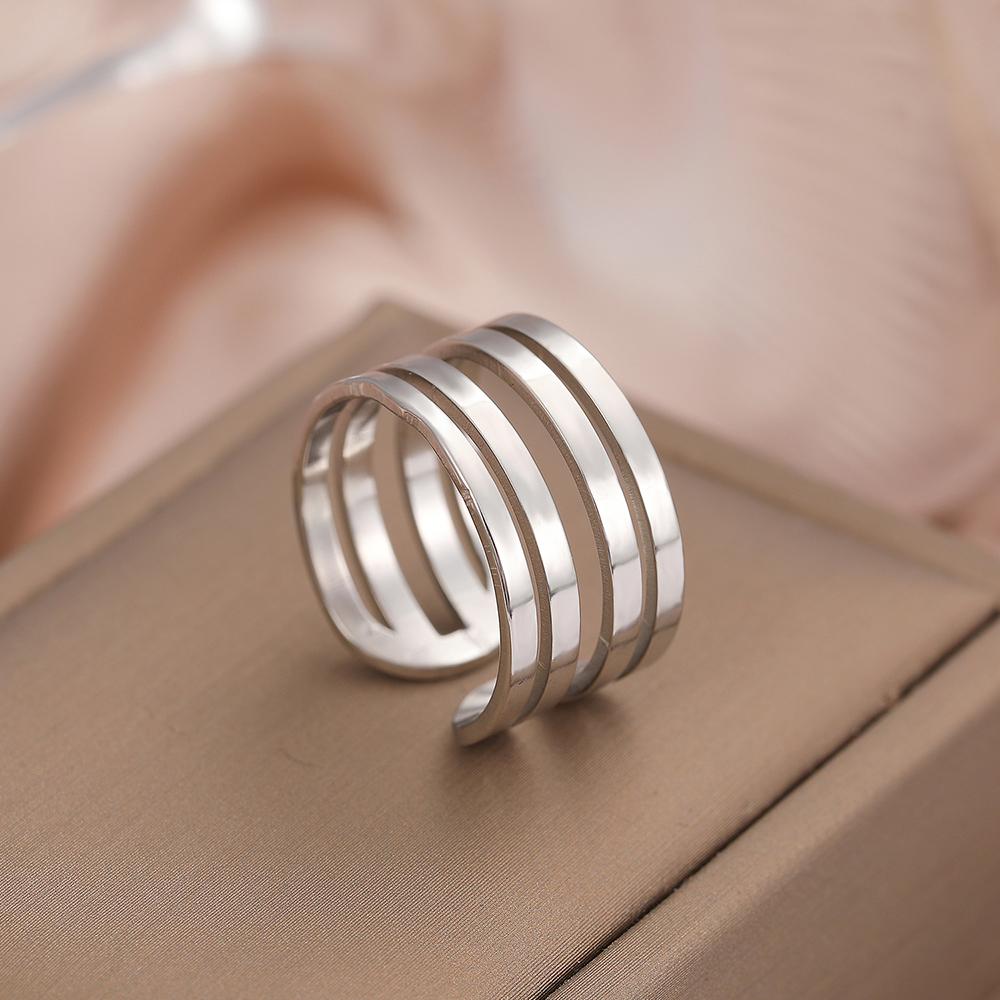 Stainless Steel Ring Vintage Daisies Flowers Open Fashion Ladies Couple Adjustable Rings For Women Zircon Aesthetic Girls Gifts