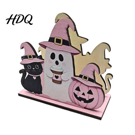 Festive Tissue Paper Organizer Halloween Wooden Napkin Holder, Cute Pastel Pumpkin Ghost Black Cat Tabletop Dispenser, Kitchen Holder Waterproof