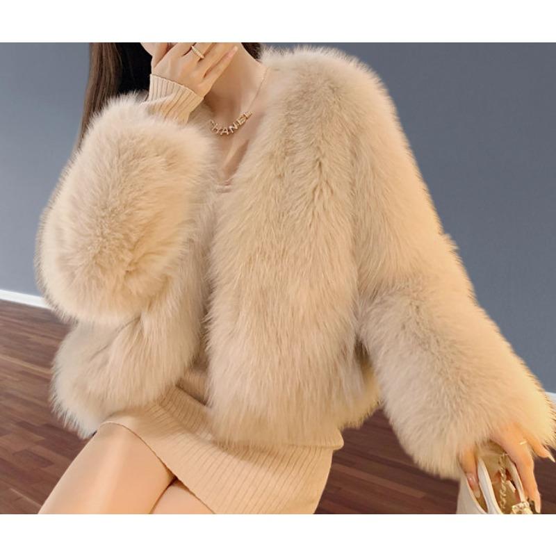 Autumn and Winter New Fashion Imitation Fox Fur Coat Women's Clothing Medium and Long Temperament Wool Coat