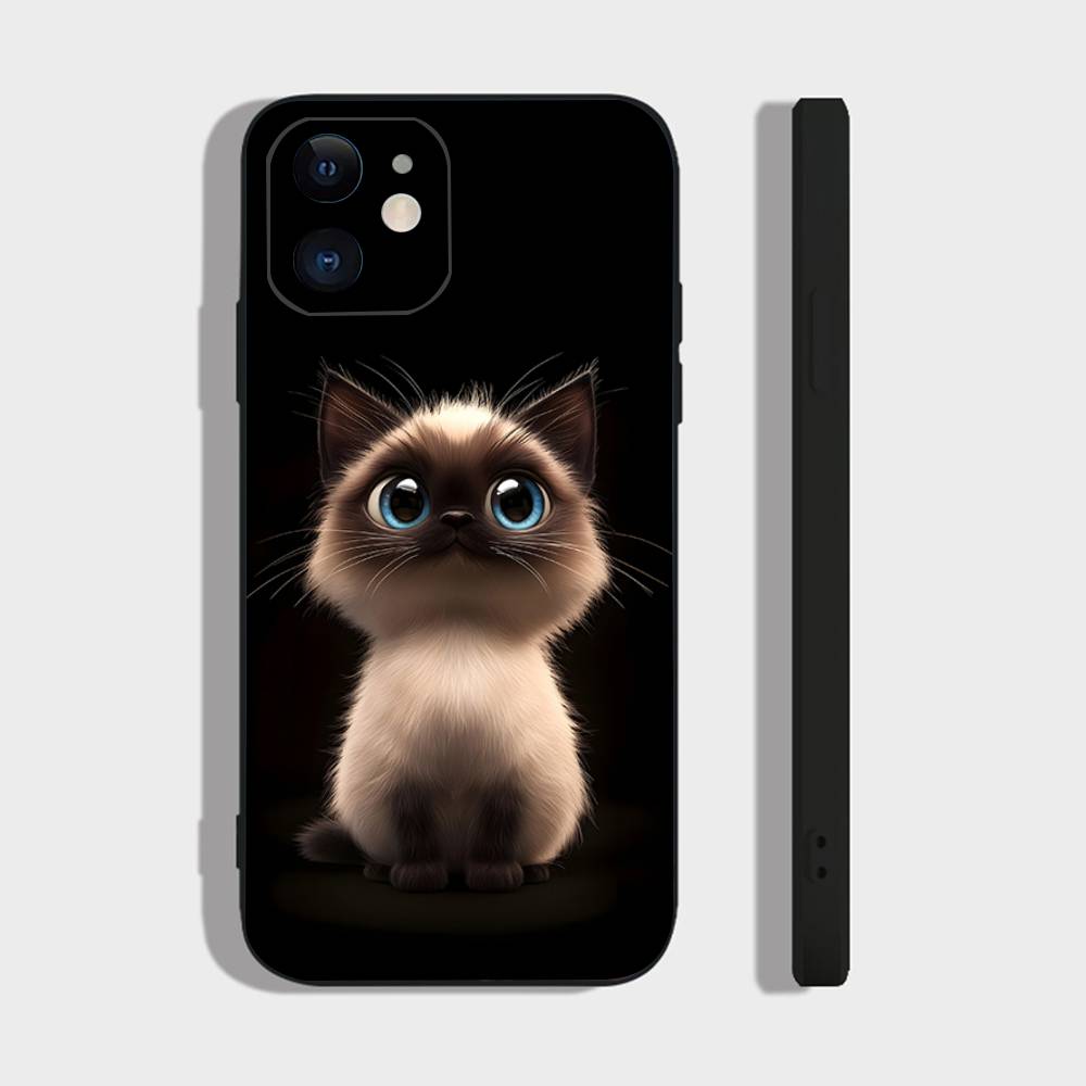 

Animal Kitten Phone Case For IPhone 17 Air 16 15 14 13 Pro Max 11 12 Black Silicone Cover IPHONE 11PRO