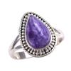 Natural Charoite Gemstone 925 Solid Sterling Silver Jewelry Ring Size 8.5 B7v37