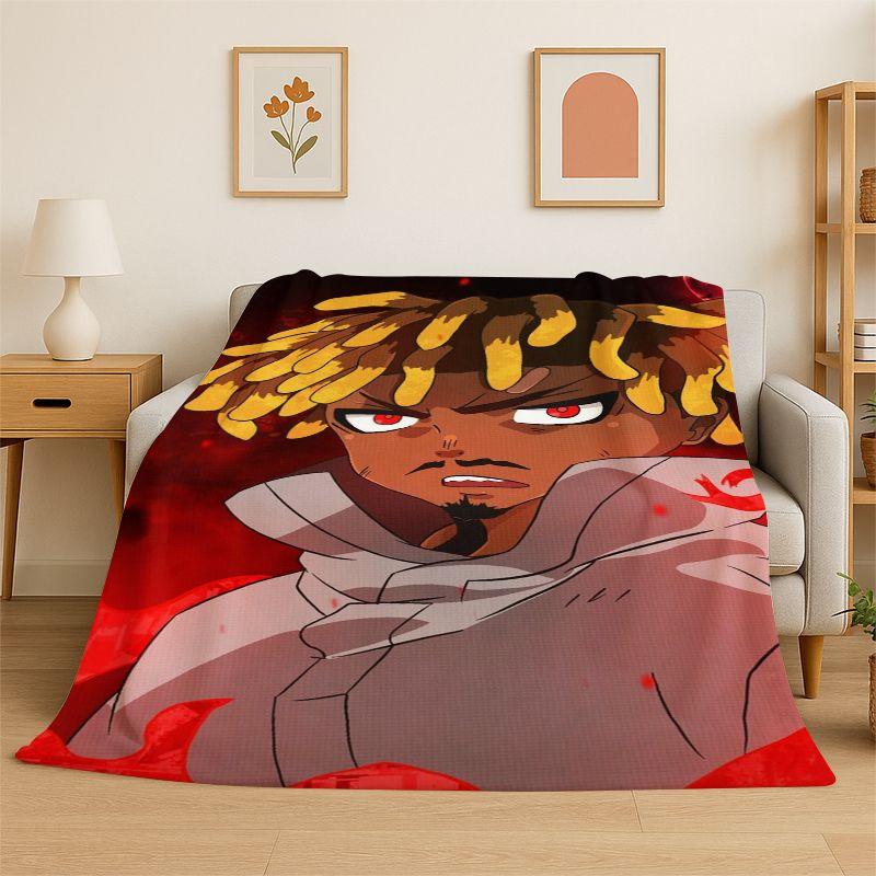 Retro Juice WRLD 999 Legende Rapper Star Flanelldecke Weiche Warme Überwurfdecke für Schlafzimmer Wohnzimmer Bett Reise Camping