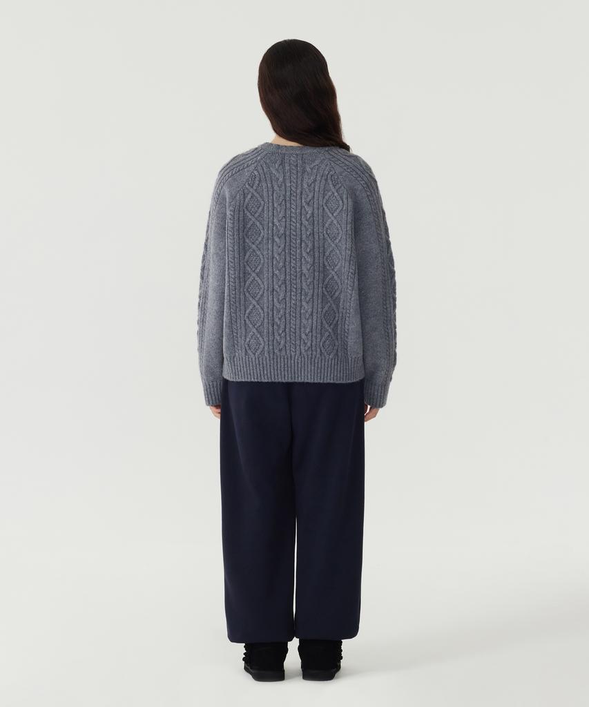 COVERNAT WOMAN Wool Blend Cable Knit Dusty Blue