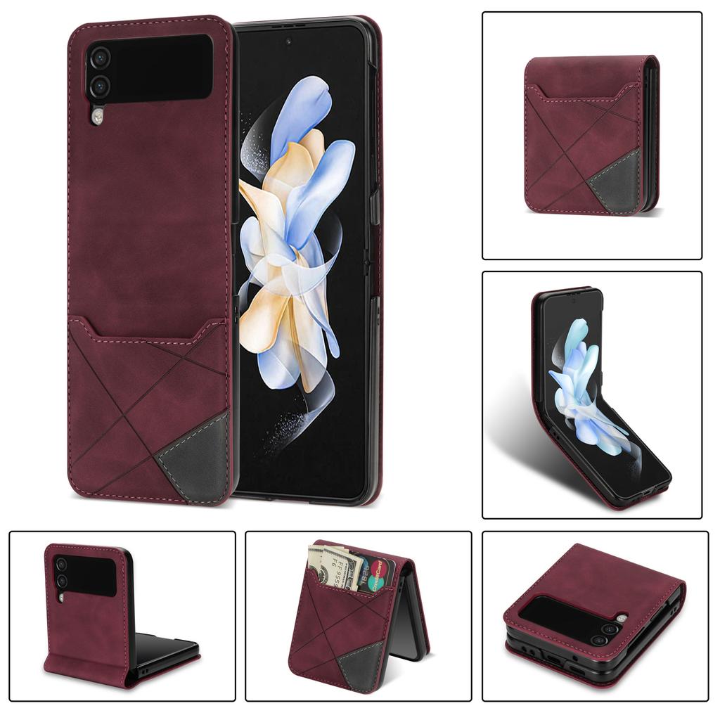 Suitable for Samsung Z Flip4 mobile phone case Z Flip3 splicing contrasting lines card folding protective case 3rd generation