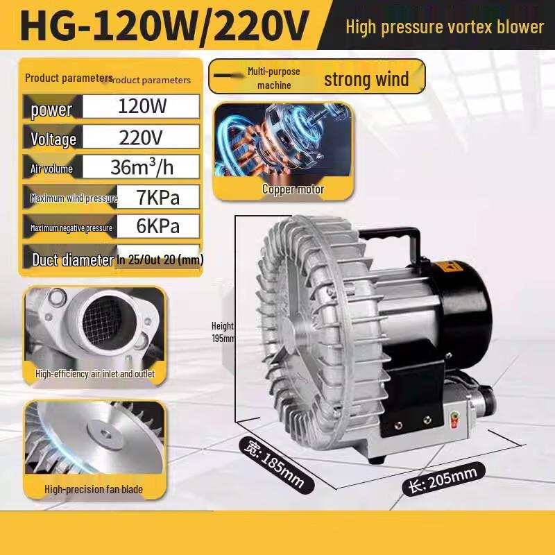 

High-Pressure Vortex Blower Fan CN plug (adapter included)