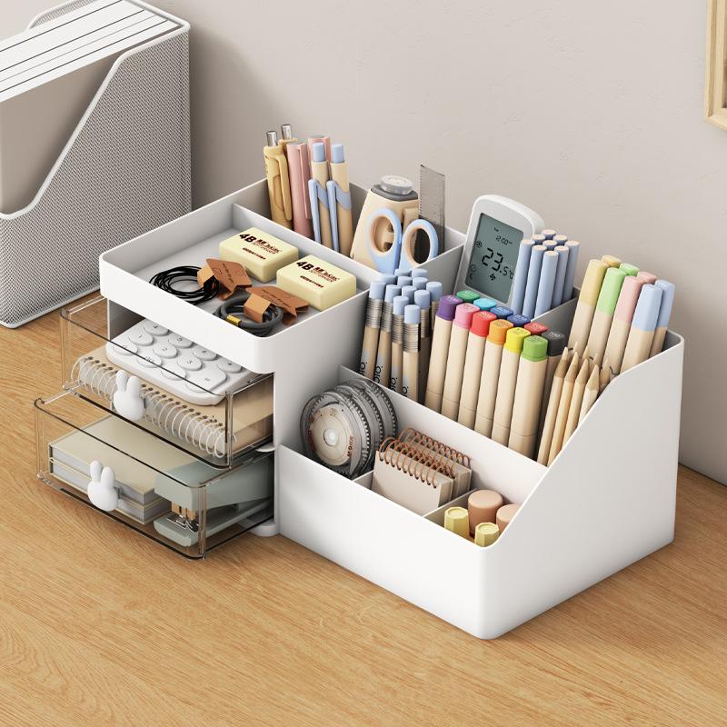 Drawer-type Cosmetics Storage Box Organizer Plastic Jewelry Lipstick Makeup Storage Box Desktop Student Stationery Pencil Holder