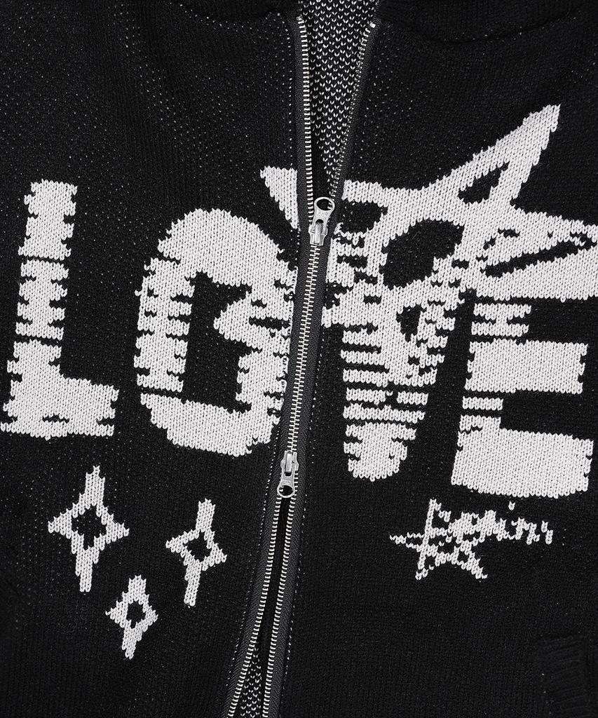 GAINSBORO Love Star Knit Zip-Up_Black