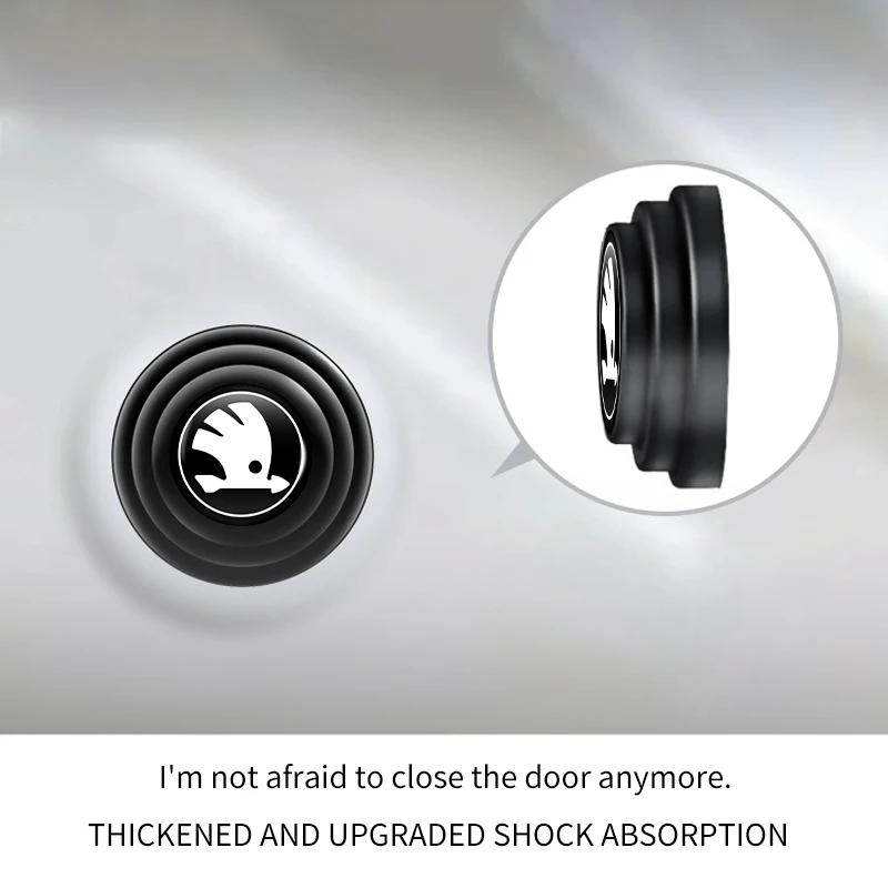 Silicone Car Logo Door Trunk Shock Absorber Sticker Gaskets Pads For Skoda Octavia Rapid Kodiaq Karoq Kamiq Superb Derivative hbkm45