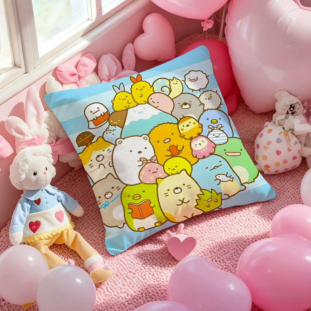 S-Sumikko Gurashi Exquisite Pillow Case Soft Plush Fabric Double-Sided Printed Cushion Cover Warm Winter Sofa Pillow Case