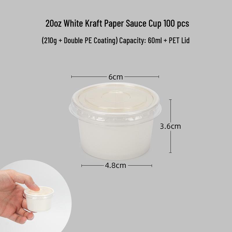 100 Tazzine di Plastica Monouso per Salse con Coperchio - Ideali per Polpa di Frutto della Passione, Salsa Piccante, Salsa di Soia e Condimenti